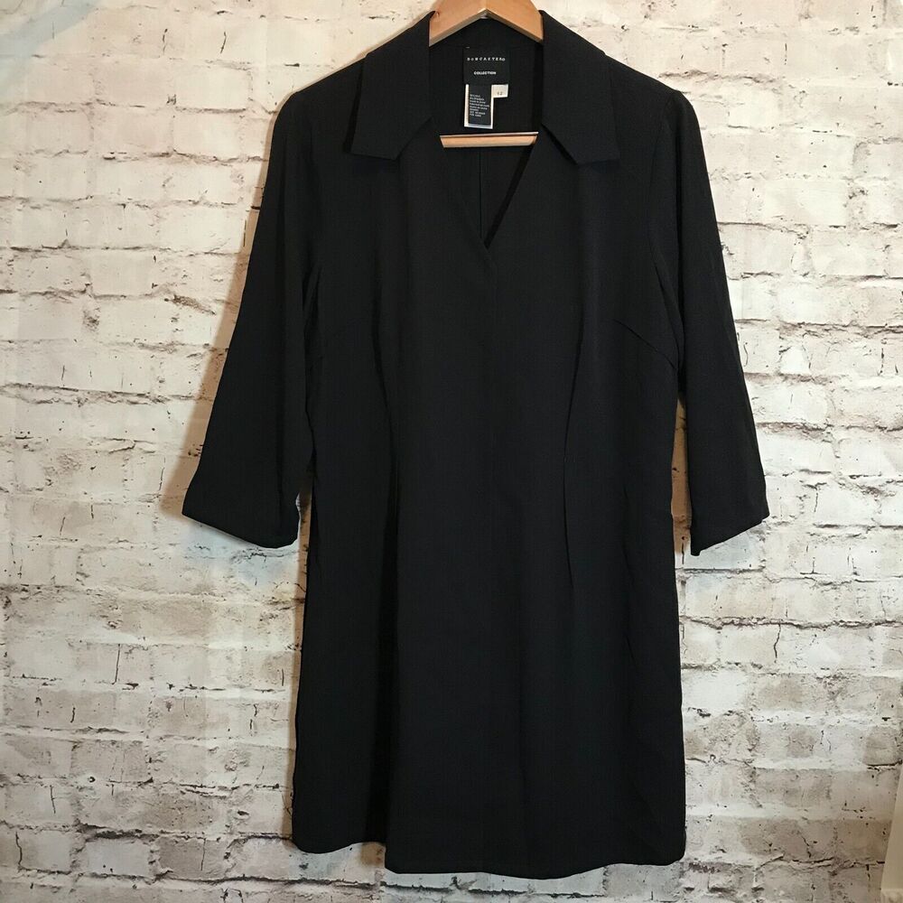 Doncaster Collection Top Womens 12 Silk Black Hidden Snap Up Lagenlook L…